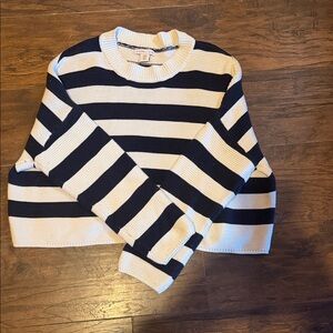 Sincerely Jules Navy and White Striped Crewneck Sweater